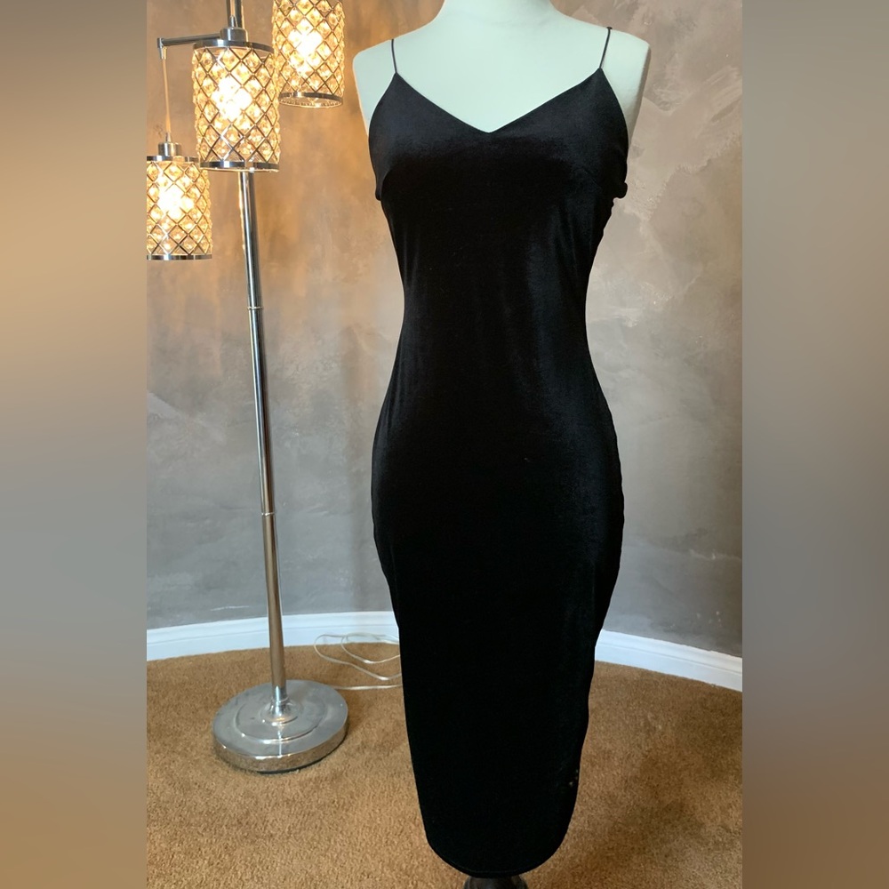 Sleek Black Spaghetti Strap Dress
